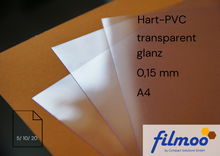 Laden Sie das Bild in den Galerie-Viewer, Hart-PVC | A4 | 0,15 mm | transparent | Bastelfolie