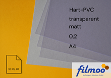 Laden Sie das Bild in den Galerie-Viewer, Hart-PVC | A4 | 0,2 mm | transparent | matt | Bastelfolie