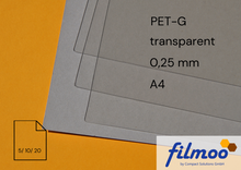 Laden Sie das Bild in den Galerie-Viewer, Tiefziehfolie | A4 | PET-G | 0,25 mm | transparent | Thermoform