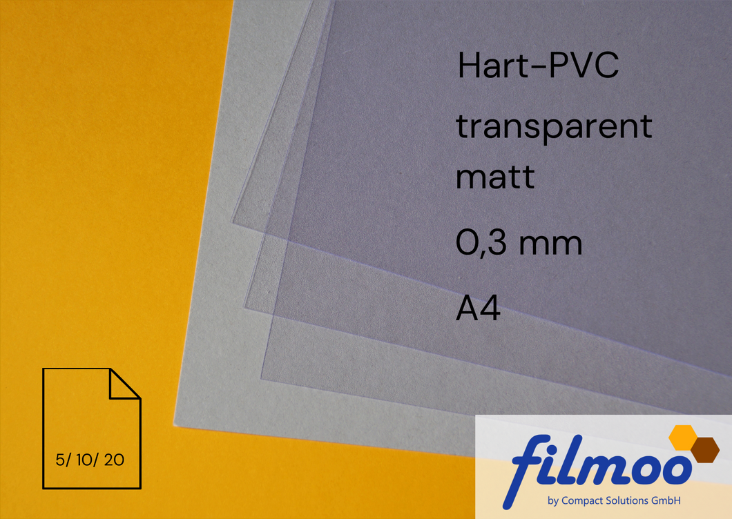 Hart-PVC | A4 | 0,3 mm | transparent | matt | Bastelfolie